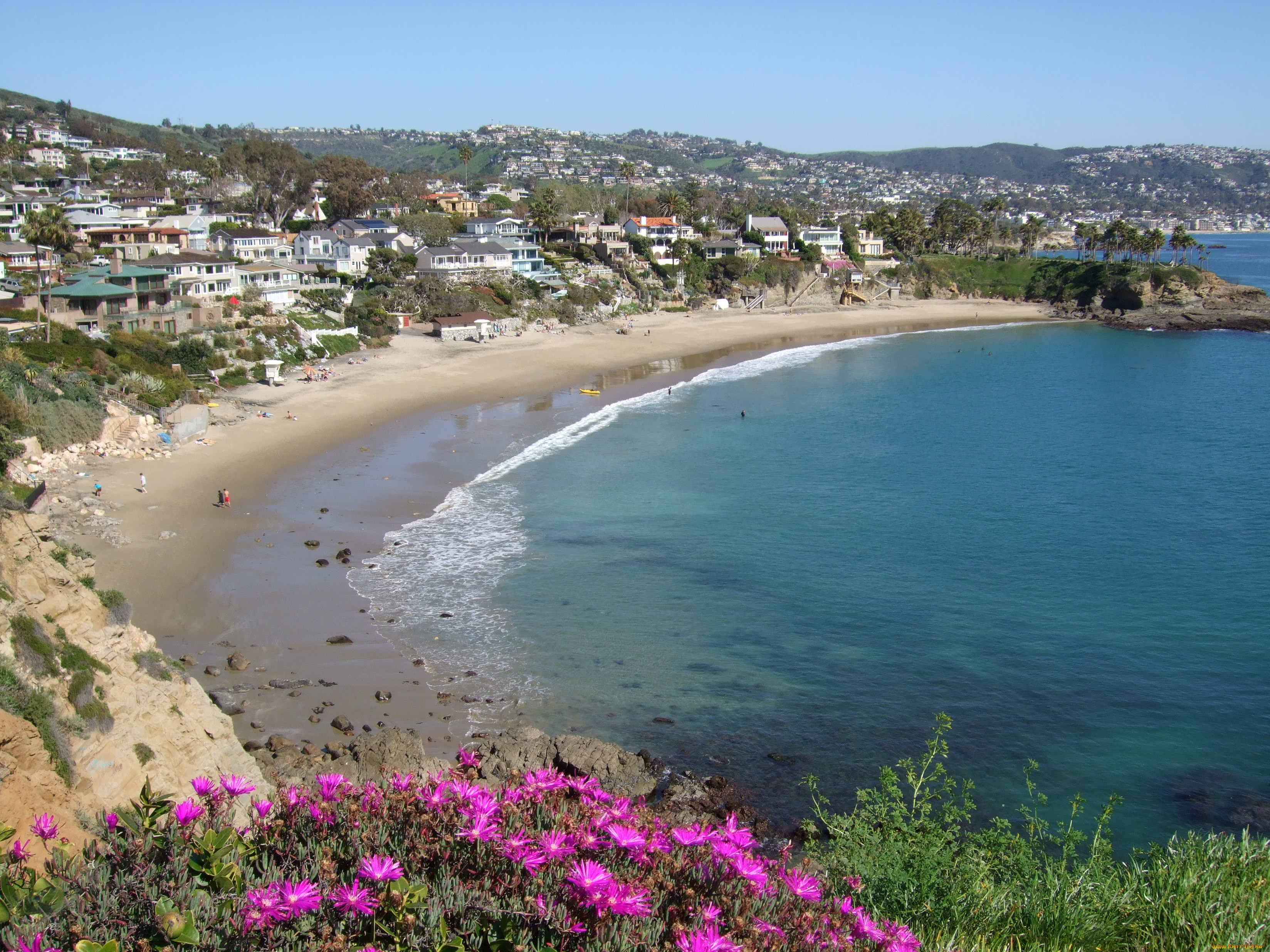 Обои Laguna Beach, California Природа Побережье, обои для рабочего стола,  фотографии laguna, beach, california, природа, побережье, сша, калифорния,  океан, пляж, цветы, дома Обои для рабочего стола, скачать обои картинки  заставки на рабочий